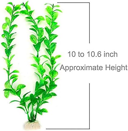 3Pack 10.6" Non-Toxic Aquarium Plants Fish Tank Decorations | 3-pack 10.6" non-toxic green aquarium plants with weighted ceramic bases to stay anchored in fish tanks