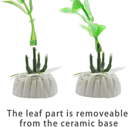 3Pack 10.6" Non-Toxic Aquarium Plants Fish Tank Decorations | 3-pack 10.6" non-toxic green aquarium plants with weighted ceramic bases to stay anchored in fish tanks