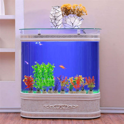 3Pack 10.6" Non-Toxic Aquarium Plants Fish Tank Decorations | 3-pack 10.6" non-toxic green aquarium plants with weighted ceramic bases to stay anchored in fish tanks