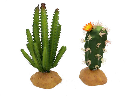 Reptile Terrarium Decor 2-Piece Realistic Succulent Set,Lifelike Plastic Plants for Geckos, Bearded Dragons,Snakes,Turtles,Lizards,Insects Reptile Habitats