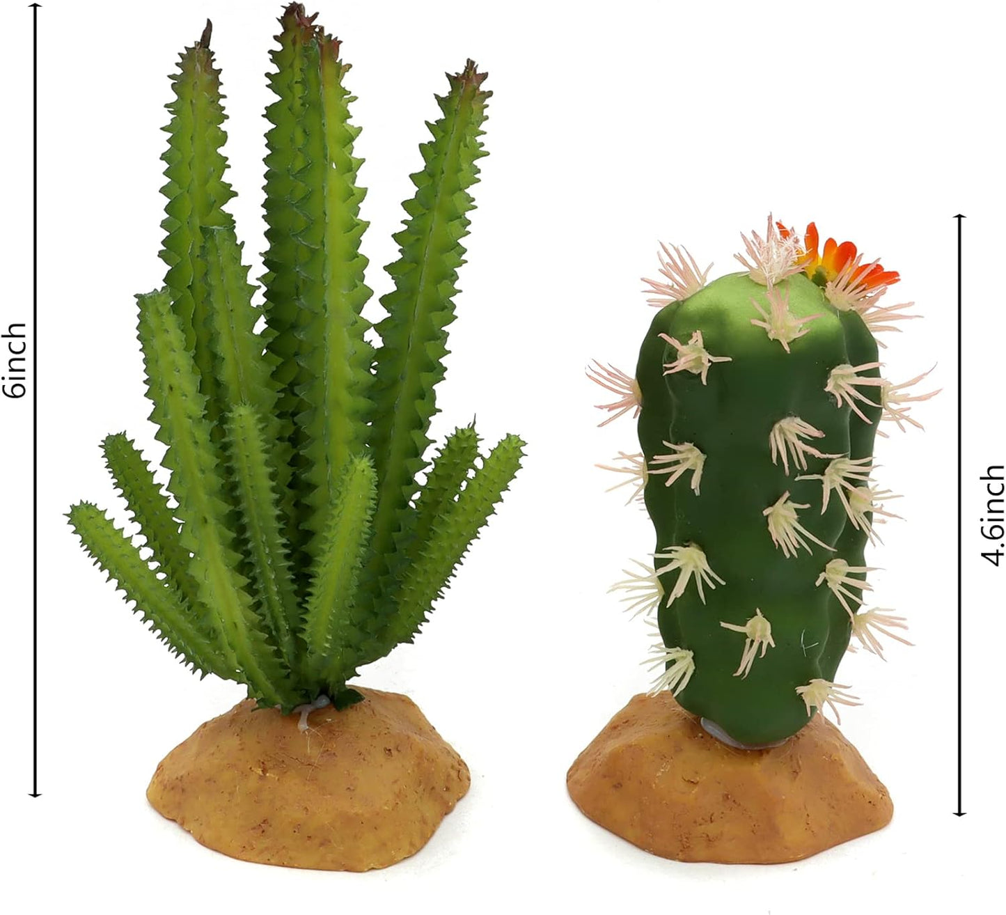Reptile Terrarium Decor 2-Piece Realistic Succulent Set,Lifelike Plastic Plants for Geckos, Bearded Dragons,Snakes,Turtles,Lizards,Insects Reptile Habitats