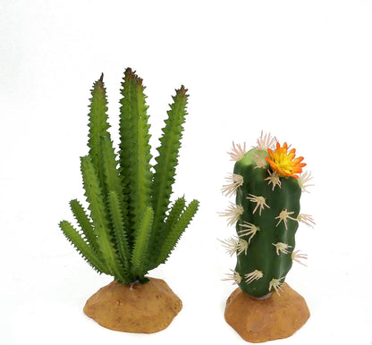 Reptile Terrarium Decor 2-Piece Realistic Succulent Set,Lifelike Plastic Plants for Geckos, Bearded Dragons,Snakes,Turtles,Lizards,Insects Reptile Habitats