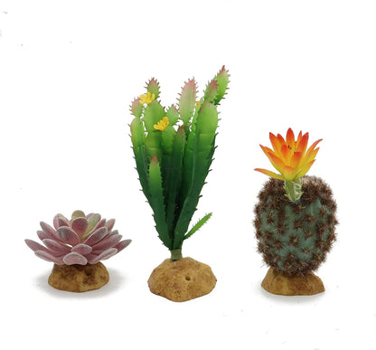 Reptile Terrarium Decor 2-Piece Realistic Succulent Set,Lifelike Plastic Plants for Geckos, Bearded Dragons,Snakes,Turtles,Lizards,Insects Reptile Habitats