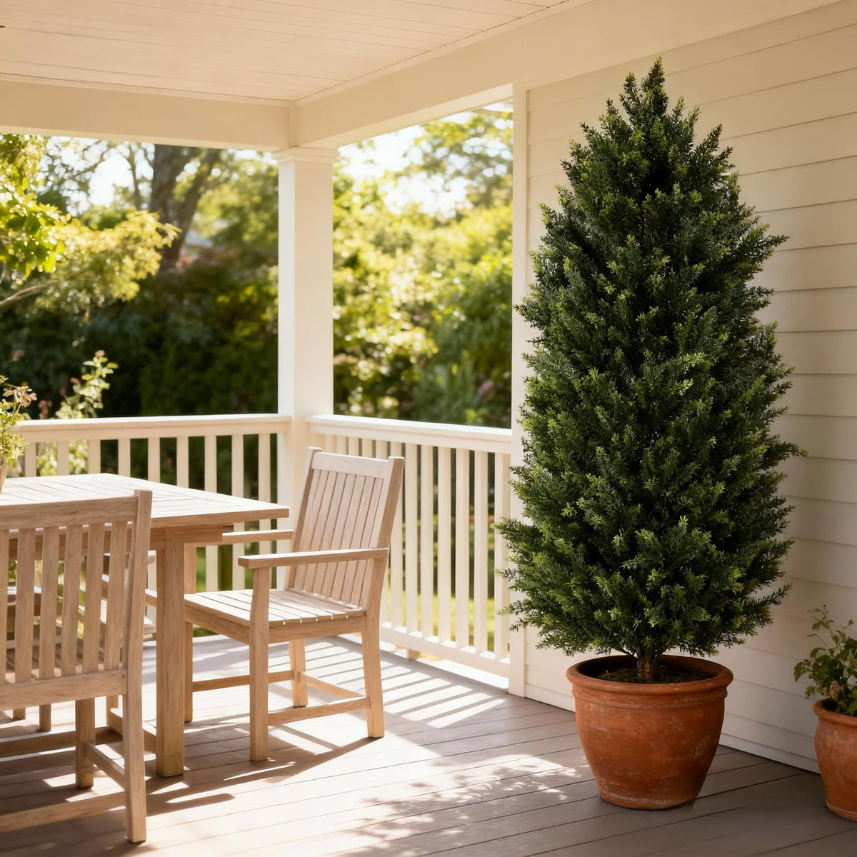 Artificial Cedar Topiary Trees 4FT Set of 2 Potted Outdoor Cypress Tree