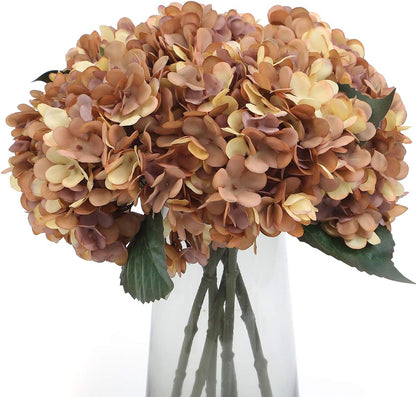 Kimura's Cabin 6pcs Artificial Silk Hydrangea Flowers Vintage Fake Bouquets Faux Hydrangeas Flower with Stems for Wedding Party Autumn Farmhouse Home Table Core Decoration (Deep Lake Blue)