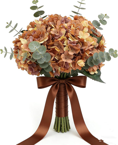 Kimura's Cabin 6pcs Artificial Silk Hydrangea Flowers Vintage Fake Bouquets Faux Hydrangeas Flower with Stems for Wedding Party Autumn Farmhouse Home Table Core Decoration (Deep Lake Blue)