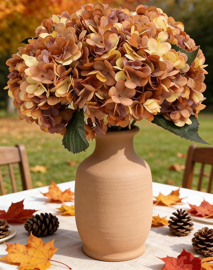 Kimura's Cabin 6pcs Artificial Silk Hydrangea Flowers Vintage Fake Bouquets Faux Hydrangeas Flower with Stems for Wedding Party Autumn Farmhouse Home Table Core Decoration (Deep Lake Blue)