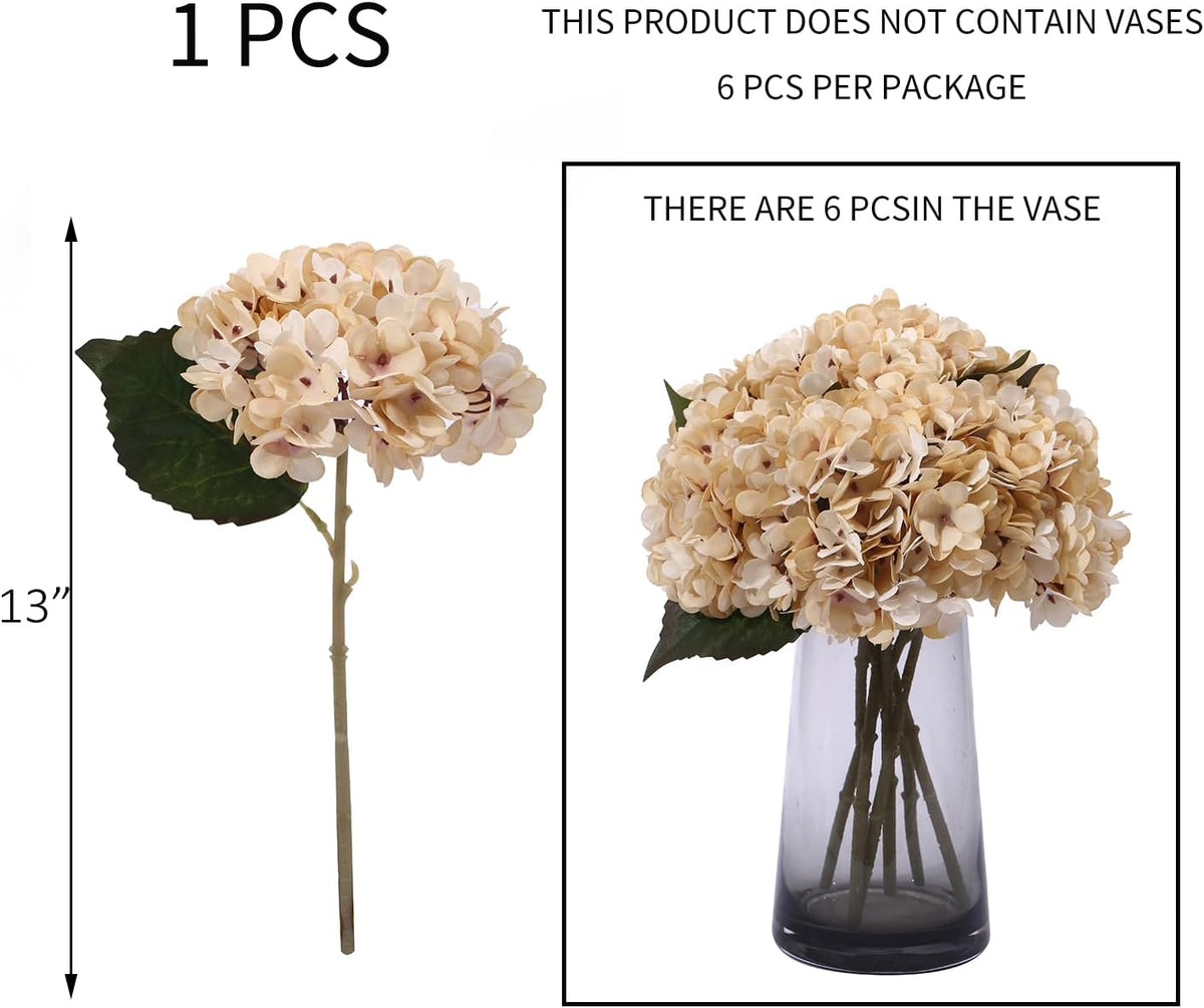 Kimura's Cabin 6pcs Artificial Silk Hydrangea Flowers Vintage Fake Bouquets Faux Hydrangeas Flower with Stems for Wedding Party Autumn Farmhouse Home Table Core Decoration (Deep Lake Blue)