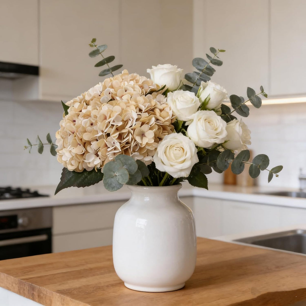 Kimura's Cabin 6pcs Artificial Silk Hydrangea Flowers Vintage Fake Bouquets Faux Hydrangeas Flower with Stems for Wedding Party Autumn Farmhouse Home Table Core Decoration (Deep Lake Blue)
