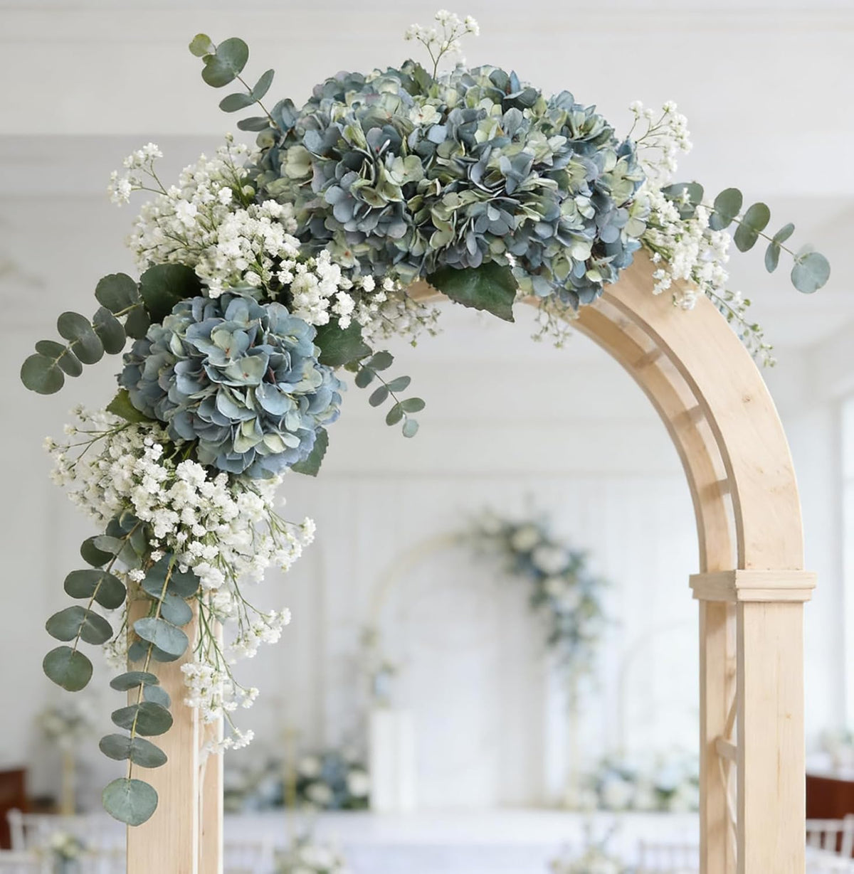 Kimura's Cabin 6pcs Artificial Silk Hydrangea Flowers Vintage Fake Bouquets Faux Hydrangeas Flower with Stems for Wedding Party Autumn Farmhouse Home Table Core Decoration (Deep Lake Blue)