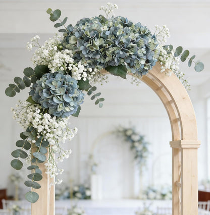 Kimura's Cabin 6pcs Artificial Silk Hydrangea Flowers Vintage Fake Bouquets Faux Hydrangeas Flower with Stems for Wedding Party Autumn Farmhouse Home Table Core Decoration (Deep Lake Blue)