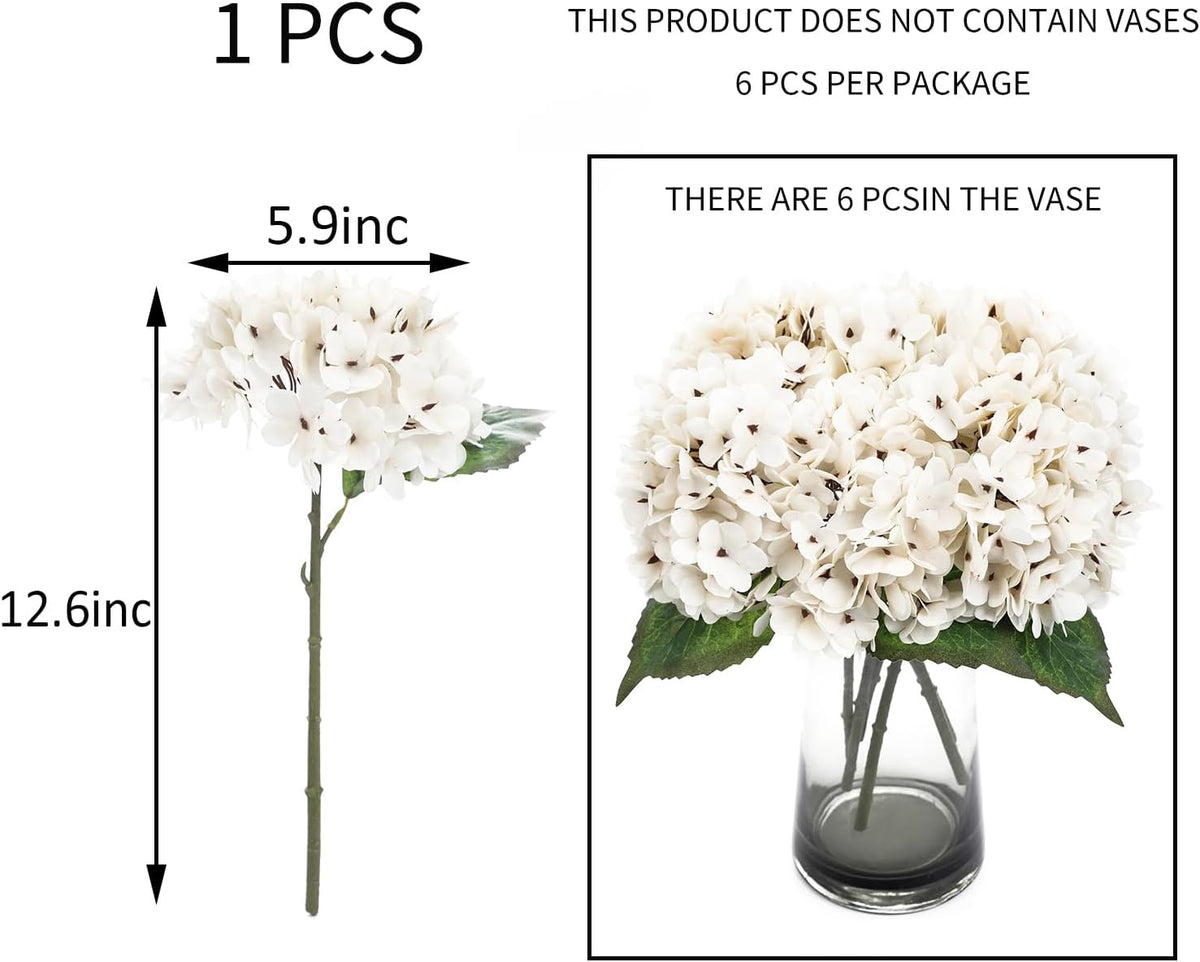 Kimura's Cabin 6pcs Artificial Silk Hydrangea Flowers Vintage Fake Bouquets Faux Hydrangeas Flower with Stems for Wedding Party Autumn Farmhouse Home Table Core Decoration (Deep Lake Blue)