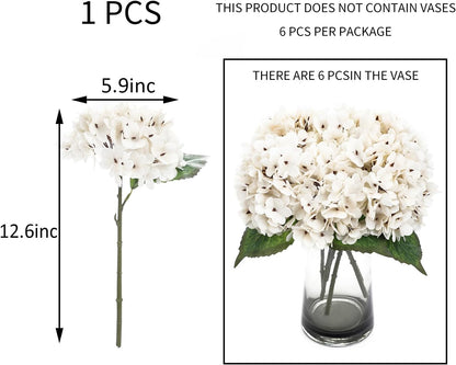 Kimura's Cabin 6pcs Artificial Silk Hydrangea Flowers Vintage Fake Bouquets Faux Hydrangeas Flower with Stems for Wedding Party Autumn Farmhouse Home Table Core Decoration (Deep Lake Blue)