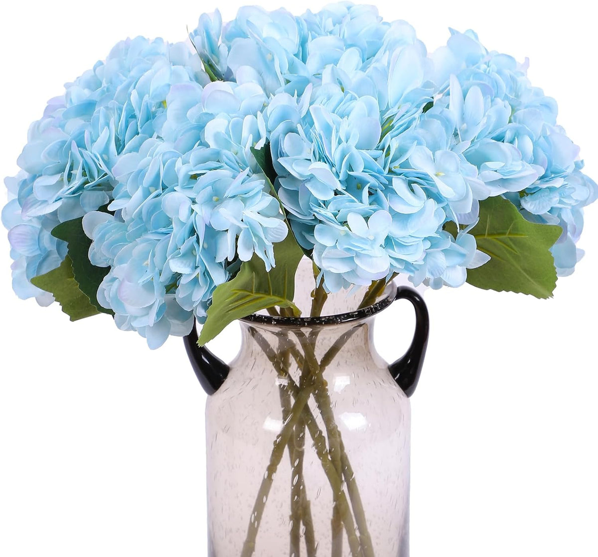 Kimura's Cabin 6pcs Artificial Silk Hydrangea Flowers Vintage Fake Bouquets Faux Hydrangeas Flower with Stems for Wedding Party Autumn Farmhouse Home Table Core Decoration (Deep Lake Blue)