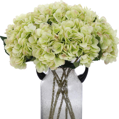 Kimura's Cabin 6pcs Artificial Silk Hydrangea Flowers Vintage Fake Bouquets Faux Hydrangeas Flower with Stems for Wedding Party Autumn Farmhouse Home Table Core Decoration (Deep Lake Blue)