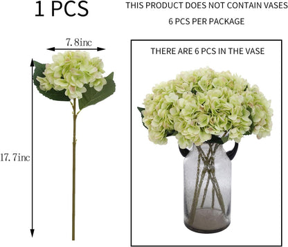 Kimura's Cabin 6pcs Artificial Silk Hydrangea Flowers Vintage Fake Bouquets Faux Hydrangeas Flower with Stems for Wedding Party Autumn Farmhouse Home Table Core Decoration (Deep Lake Blue)