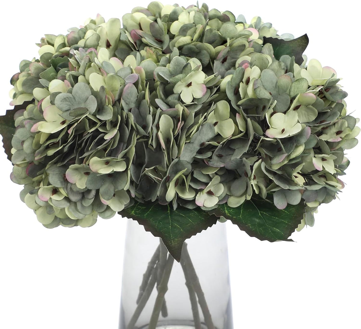 Kimura's Cabin 6pcs Artificial Silk Hydrangea Flowers Vintage Fake Bouquets Faux Hydrangeas Flower with Stems for Wedding Party Autumn Farmhouse Home Table Core Decoration (Deep Lake Blue)