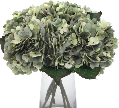 Kimura's Cabin 6pcs Artificial Silk Hydrangea Flowers Vintage Fake Bouquets Faux Hydrangeas Flower with Stems for Wedding Party Autumn Farmhouse Home Table Core Decoration (Deep Lake Blue)