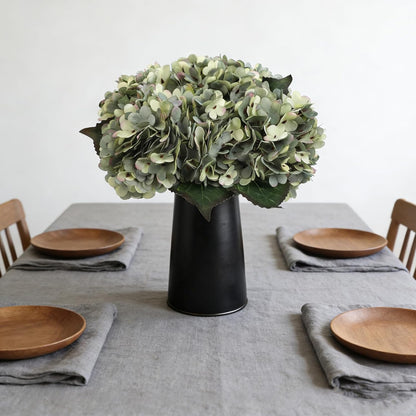 Kimura's Cabin 6pcs Artificial Silk Hydrangea Flowers Vintage Fake Bouquets Faux Hydrangeas Flower with Stems for Wedding Party Autumn Farmhouse Home Table Core Decoration (Deep Lake Blue)