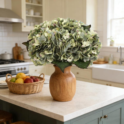 Kimura's Cabin 6pcs Artificial Silk Hydrangea Flowers Vintage Fake Bouquets Faux Hydrangeas Flower with Stems for Wedding Party Autumn Farmhouse Home Table Core Decoration (Deep Lake Blue)