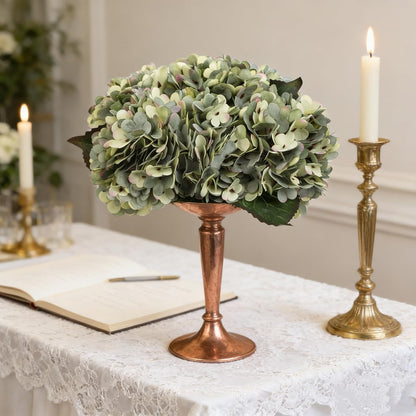 Kimura's Cabin 6pcs Artificial Silk Hydrangea Flowers Vintage Fake Bouquets Faux Hydrangeas Flower with Stems for Wedding Party Autumn Farmhouse Home Table Core Decoration (Deep Lake Blue)