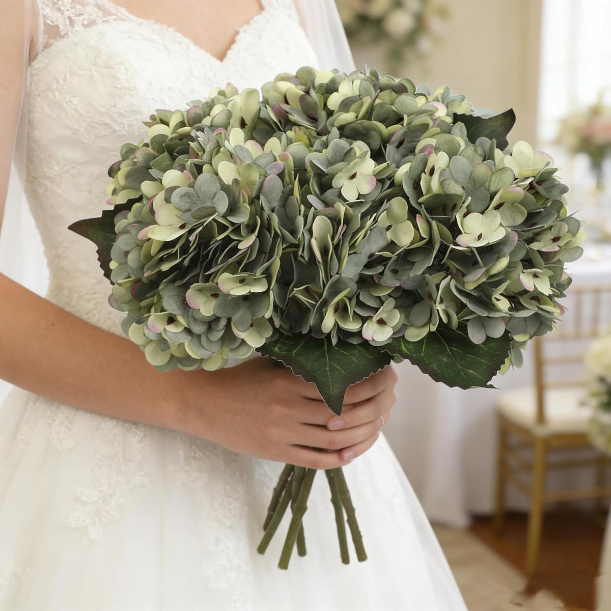 Kimura's Cabin 6pcs Artificial Silk Hydrangea Flowers Vintage Fake Bouquets Faux Hydrangeas Flower with Stems for Wedding Party Autumn Farmhouse Home Table Core Decoration (Deep Lake Blue)