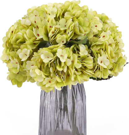 Kimura's Cabin 6pcs Artificial Silk Hydrangea Flowers Vintage Fake Bouquets Faux Hydrangeas Flower with Stems for Wedding Party Autumn Farmhouse Home Table Core Decoration (Deep Lake Blue)