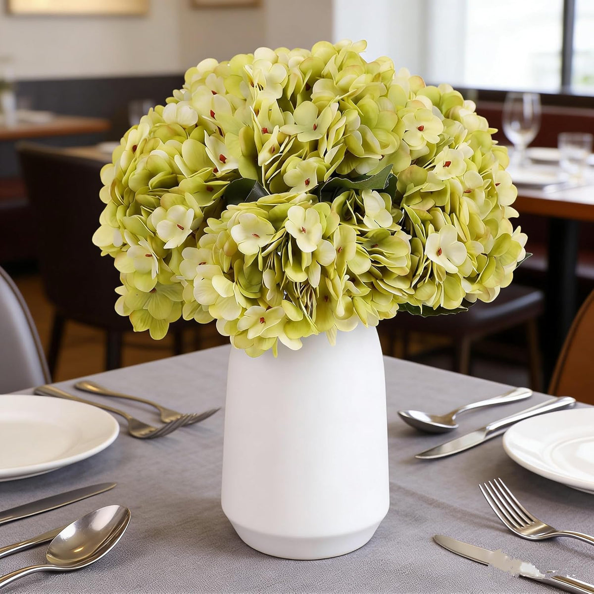 Kimura's Cabin 6pcs Artificial Silk Hydrangea Flowers Vintage Fake Bouquets Faux Hydrangeas Flower with Stems for Wedding Party Autumn Farmhouse Home Table Core Decoration (Deep Lake Blue)