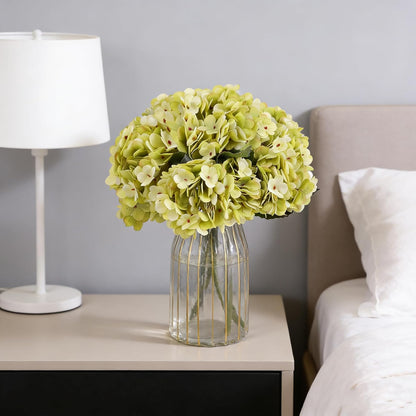 Kimura's Cabin 6pcs Artificial Silk Hydrangea Flowers Vintage Fake Bouquets Faux Hydrangeas Flower with Stems for Wedding Party Autumn Farmhouse Home Table Core Decoration (Deep Lake Blue)
