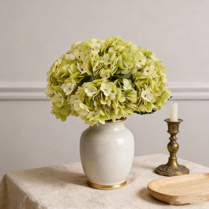 Kimura's Cabin 6pcs Artificial Silk Hydrangea Flowers Vintage Fake Bouquets Faux Hydrangeas Flower with Stems for Wedding Party Autumn Farmhouse Home Table Core Decoration (Deep Lake Blue)