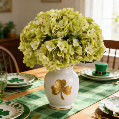 Kimura's Cabin 6pcs Artificial Silk Hydrangea Flowers Vintage Fake Bouquets Faux Hydrangeas Flower with Stems for Wedding Party Autumn Farmhouse Home Table Core Decoration (Deep Lake Blue)