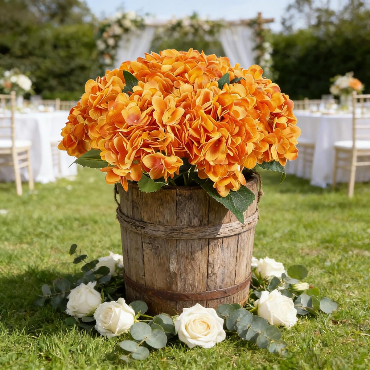 Kimura's Cabin 6pcs Artificial Silk Hydrangea Flowers Vintage Fake Bouquets Faux Hydrangeas Flower with Stems for Wedding Party Autumn Farmhouse Home Table Core Decoration (Deep Lake Blue)