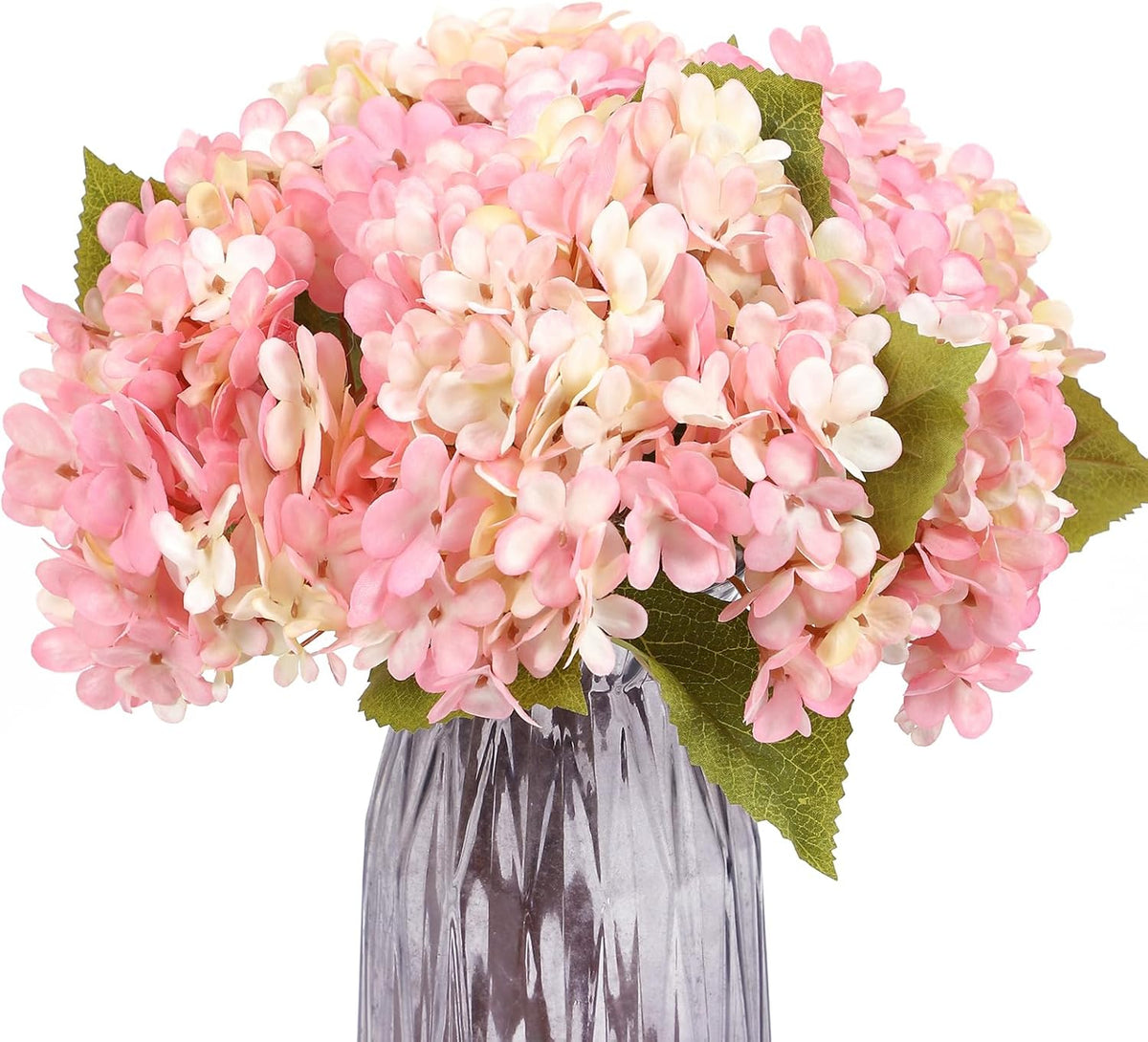 Kimura's Cabin 6pcs Artificial Silk Hydrangea Flowers Vintage Fake Bouquets Faux Hydrangeas Flower with Stems for Wedding Party Autumn Farmhouse Home Table Core Decoration (Deep Lake Blue)