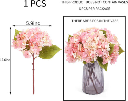 Kimura's Cabin 6pcs Artificial Silk Hydrangea Flowers Vintage Fake Bouquets Faux Hydrangeas Flower with Stems for Wedding Party Autumn Farmhouse Home Table Core Decoration (Deep Lake Blue)