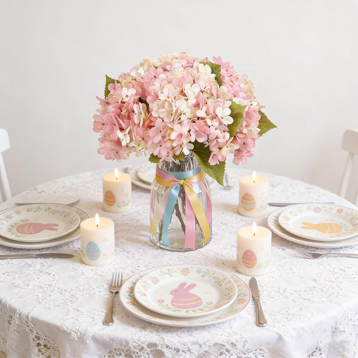 Kimura's Cabin 6pcs Artificial Silk Hydrangea Flowers Vintage Fake Bouquets Faux Hydrangeas Flower with Stems for Wedding Party Autumn Farmhouse Home Table Core Decoration (Deep Lake Blue)
