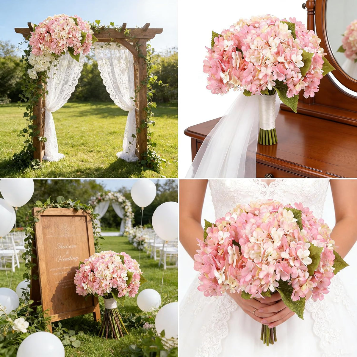 Kimura's Cabin 6pcs Artificial Silk Hydrangea Flowers Vintage Fake Bouquets Faux Hydrangeas Flower with Stems for Wedding Party Autumn Farmhouse Home Table Core Decoration (Deep Lake Blue)