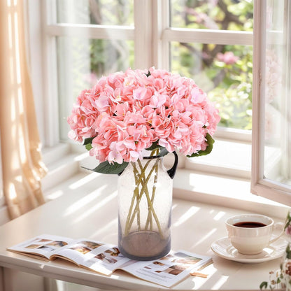 Kimura's Cabin 6pcs Artificial Silk Hydrangea Flowers Vintage Fake Bouquets Faux Hydrangeas Flower with Stems for Wedding Party Autumn Farmhouse Home Table Core Decoration (Deep Lake Blue)