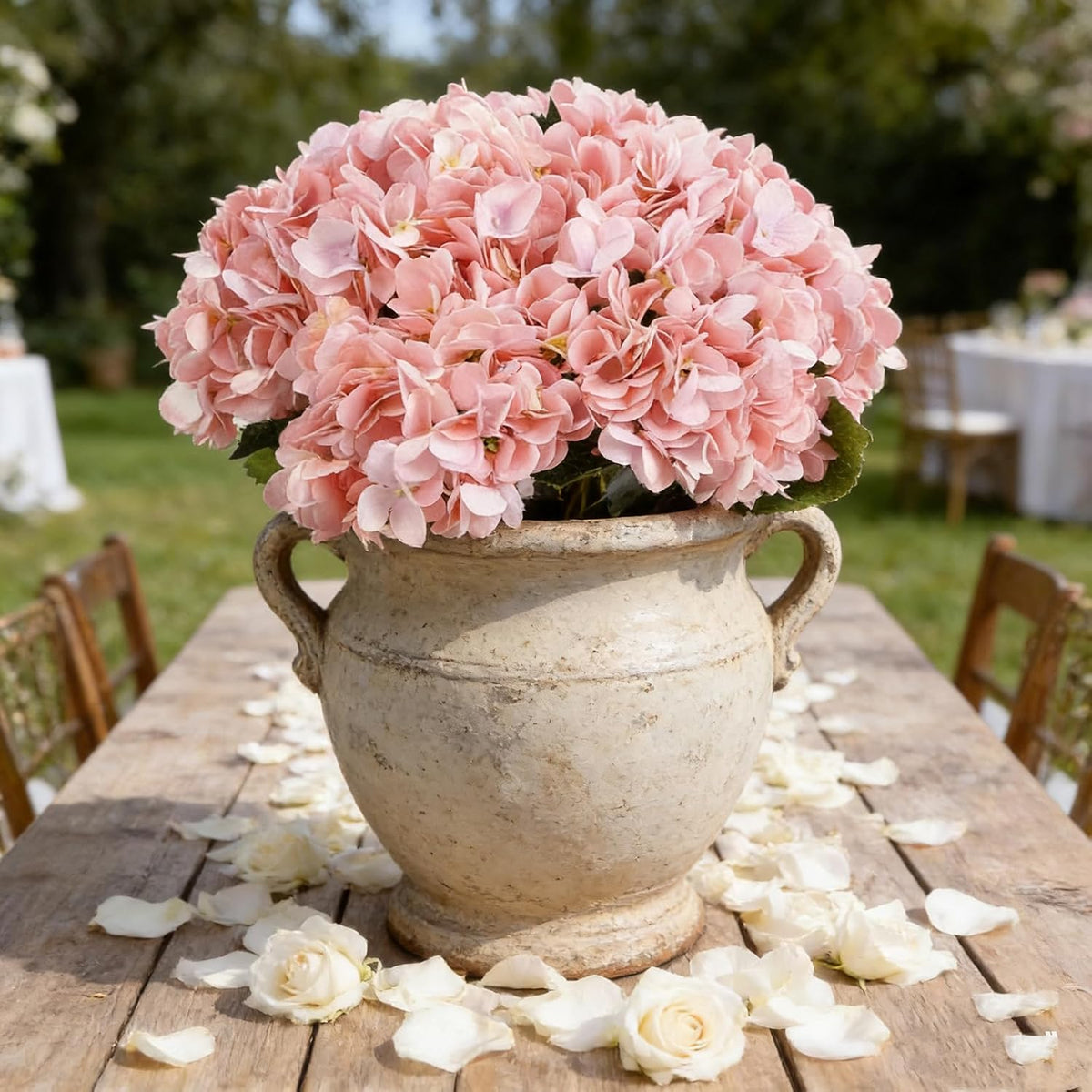 Kimura's Cabin 6pcs Artificial Silk Hydrangea Flowers Vintage Fake Bouquets Faux Hydrangeas Flower with Stems for Wedding Party Autumn Farmhouse Home Table Core Decoration (Deep Lake Blue)