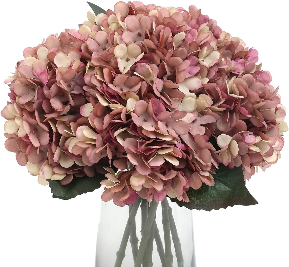 Kimura's Cabin 6pcs Artificial Silk Hydrangea Flowers Vintage Fake Bouquets Faux Hydrangeas Flower with Stems for Wedding Party Autumn Farmhouse Home Table Core Decoration (Deep Lake Blue)