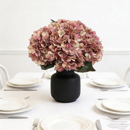 Kimura's Cabin 6pcs Artificial Silk Hydrangea Flowers Vintage Fake Bouquets Faux Hydrangeas Flower with Stems for Wedding Party Autumn Farmhouse Home Table Core Decoration (Deep Lake Blue)