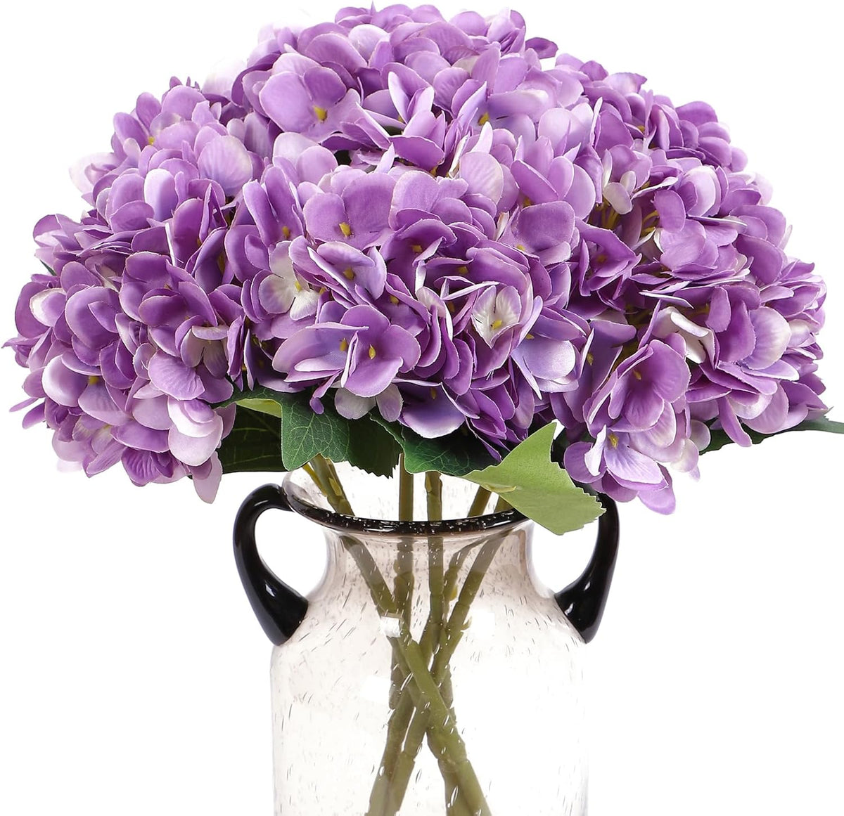 Kimura's Cabin 6pcs Artificial Silk Hydrangea Flowers Vintage Fake Bouquets Faux Hydrangeas Flower with Stems for Wedding Party Autumn Farmhouse Home Table Core Decoration (Deep Lake Blue)