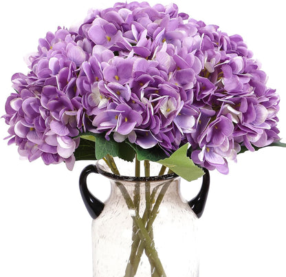 Kimura's Cabin 6pcs Artificial Silk Hydrangea Flowers Vintage Fake Bouquets Faux Hydrangeas Flower with Stems for Wedding Party Autumn Farmhouse Home Table Core Decoration (Deep Lake Blue)