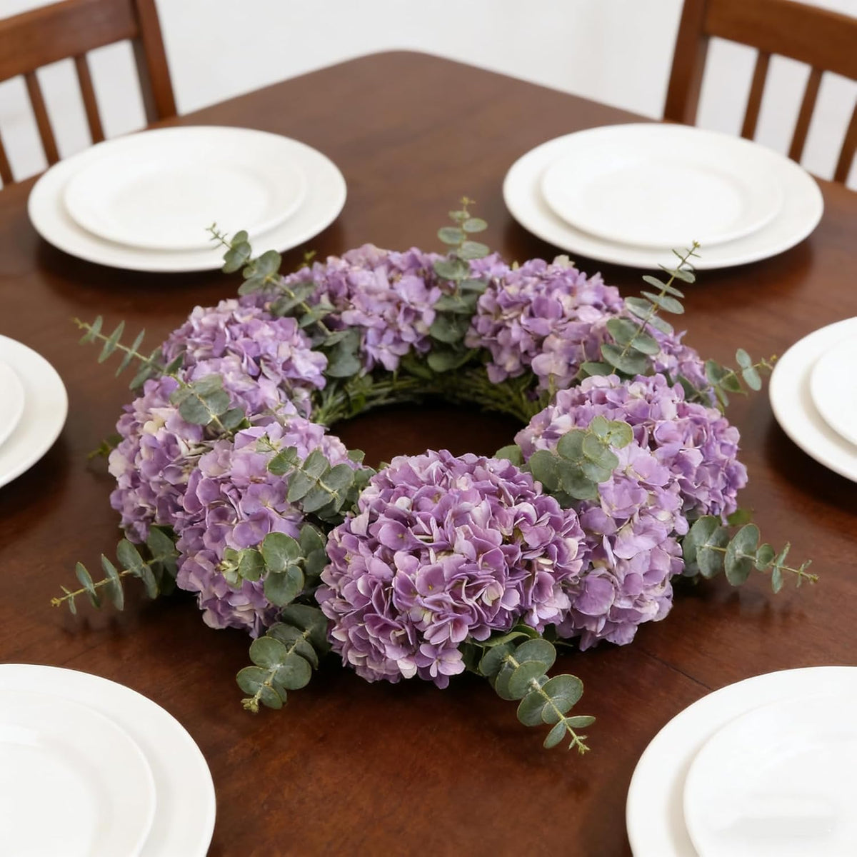 Kimura's Cabin 6pcs Artificial Silk Hydrangea Flowers Vintage Fake Bouquets Faux Hydrangeas Flower with Stems for Wedding Party Autumn Farmhouse Home Table Core Decoration (Deep Lake Blue)