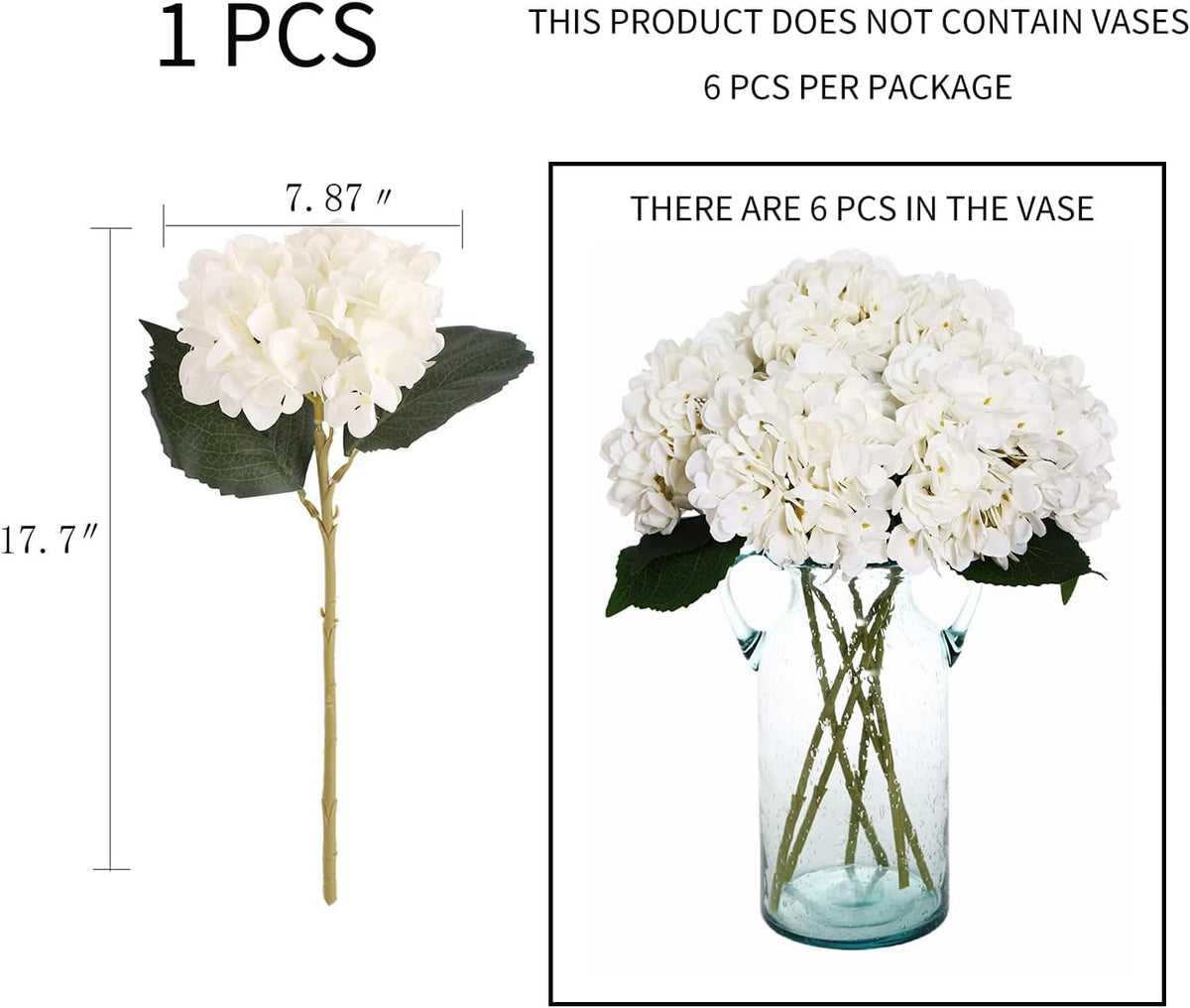 Kimura's Cabin 6pcs Artificial Silk Hydrangea Flowers Vintage Fake Bouquets Faux Hydrangeas Flower with Stems for Wedding Party Autumn Farmhouse Home Table Core Decoration (Deep Lake Blue)