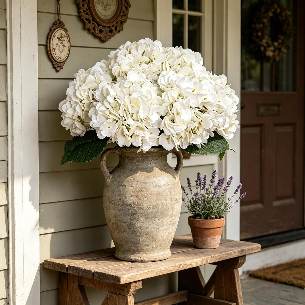 Kimura's Cabin 6pcs Artificial Silk Hydrangea Flowers Vintage Fake Bouquets Faux Hydrangeas Flower with Stems for Wedding Party Autumn Farmhouse Home Table Core Decoration (Deep Lake Blue)