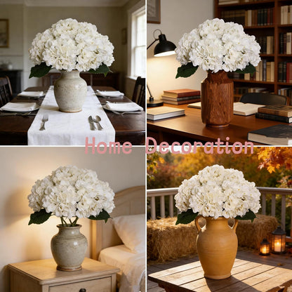 Kimura's Cabin 6pcs Artificial Silk Hydrangea Flowers Vintage Fake Bouquets Faux Hydrangeas Flower with Stems for Wedding Party Autumn Farmhouse Home Table Core Decoration (Deep Lake Blue)