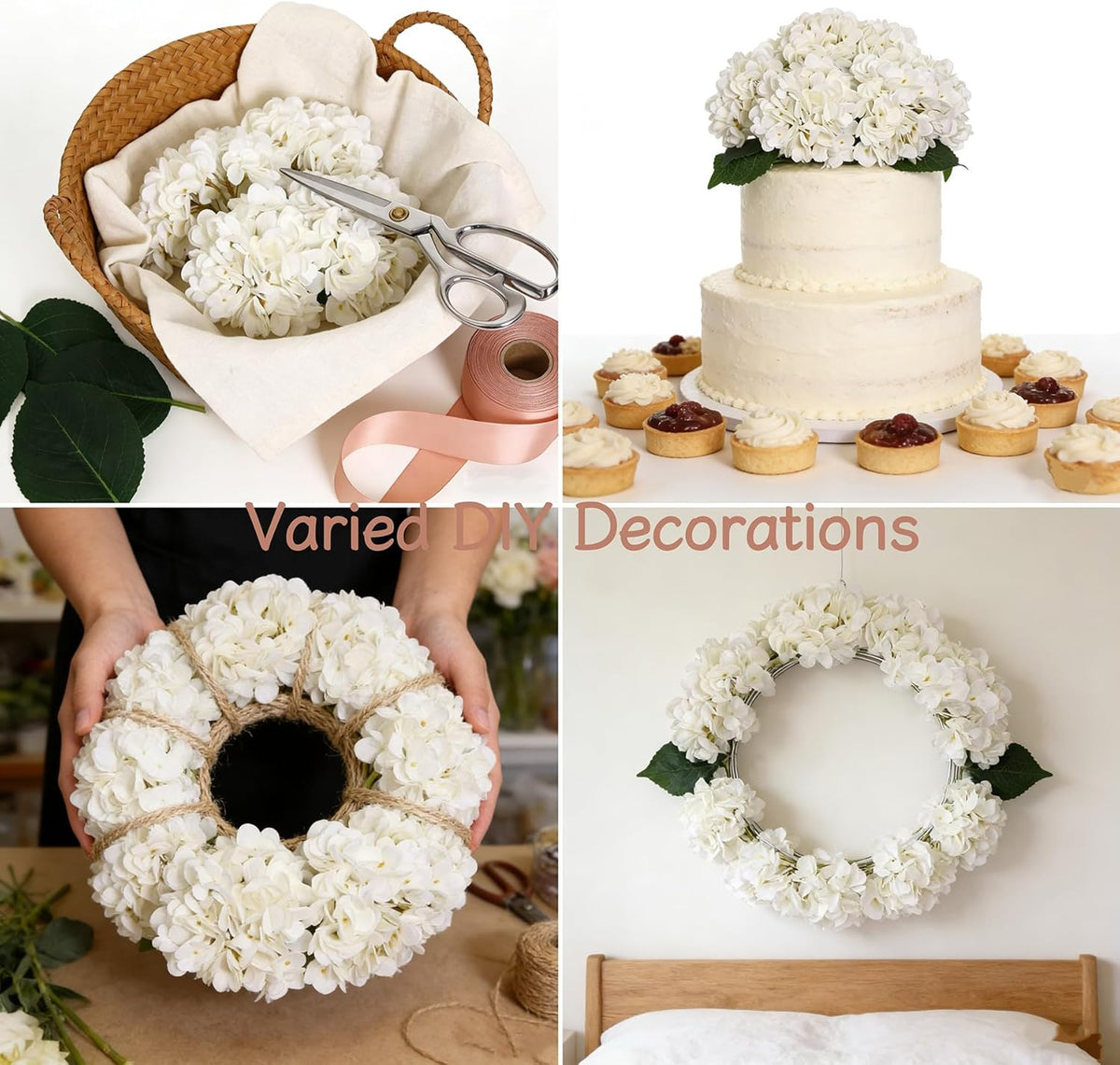 Kimura's Cabin 6pcs Artificial Silk Hydrangea Flowers Vintage Fake Bouquets Faux Hydrangeas Flower with Stems for Wedding Party Autumn Farmhouse Home Table Core Decoration (Deep Lake Blue)