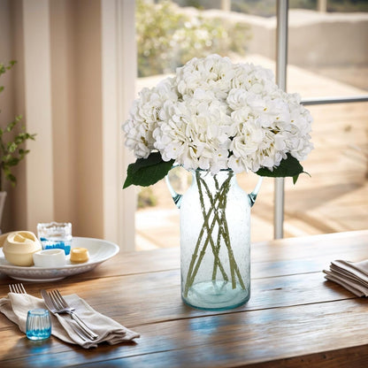 Kimura's Cabin 6pcs Artificial Silk Hydrangea Flowers Vintage Fake Bouquets Faux Hydrangeas Flower with Stems for Wedding Party Autumn Farmhouse Home Table Core Decoration (Deep Lake Blue)