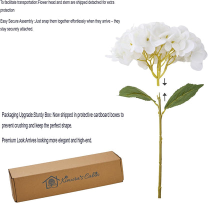 Kimura's Cabin 6pcs Artificial Silk Hydrangea Flowers Vintage Fake Bouquets Faux Hydrangeas Flower with Stems for Wedding Party Autumn Farmhouse Home Table Core Decoration (Deep Lake Blue)