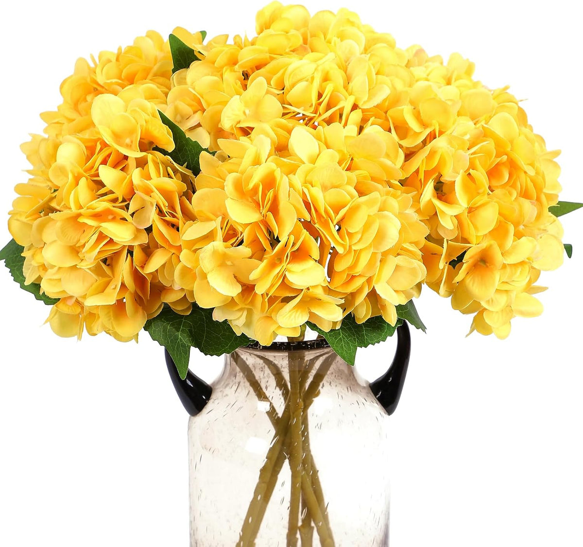 Kimura's Cabin 6pcs Artificial Silk Hydrangea Flowers Vintage Fake Bouquets Faux Hydrangeas Flower with Stems for Wedding Party Autumn Farmhouse Home Table Core Decoration (Deep Lake Blue)